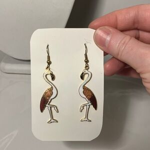 Flamingo earrings. Vintage cloisonne flamingo earrings. Rare